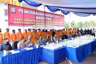 Polda Riau Musnahkan 243 Kg Sabu dan 405.527 Butir Ekstasi dari Jaringan Narkoba Internasional