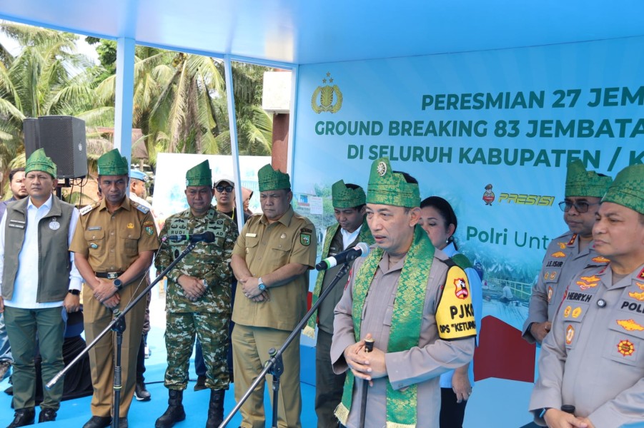 Kasdam XIX/Tuanku Tambusai Hadiri Peresmian Jembatan Merah Putih Presisi di Kampar