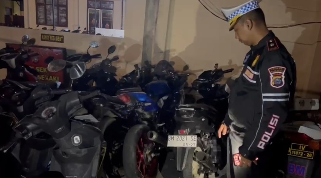 Kurun Waktu Sepekan Ditlantas Polda Riau & Jajaran Amankan 55 Motor Balap Liar