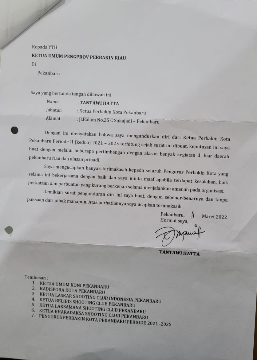 Dr. Haris Kampay, M.Pd Ditunjuk jadi Carateker Ketua Perbakin Pekanbaru