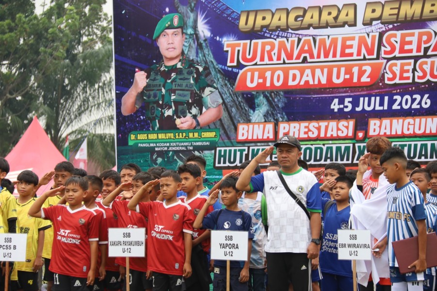 HUT Ke-1 Kodam XIX Tuanku Tambusai Dimeriahkan Turnamen Sepak Bola Usia Dini, Satukan Generasi Muda dari 5 Provinsi