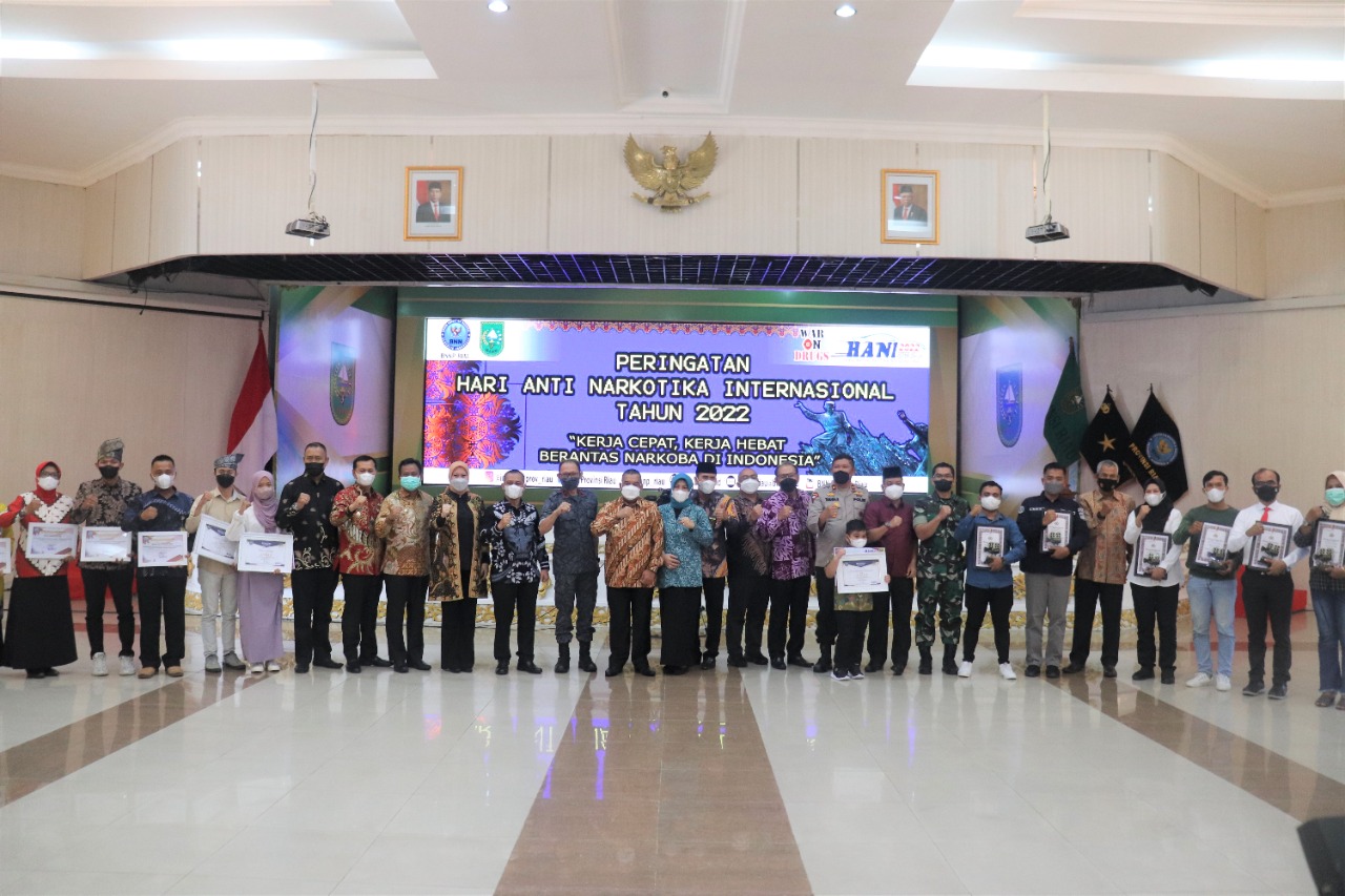 BNN Provinsi Riau Memperingati Hari Anti Narkoba (HANI) Internasional 2022 Di Gedung Serindit Rumah Dinas Gubernur Riau