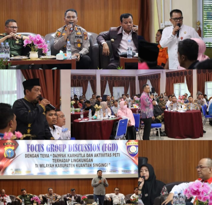 Polres Kuansing Menggelar Focus Group Discussion (FGD) Bahas Dampak Karhutla dan Aktifitas PETI Terhadap Lingkungan di Kabupaten Kuansing