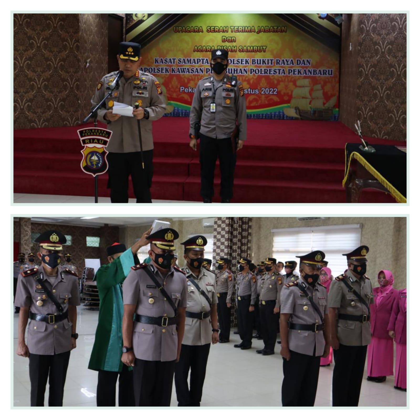 Kapolresta Pekanbaru Pimpin Sertijab Kasat Samapta, Kapolsek Bukit Raya dan Kapolsek Kawasan Pelabuhan