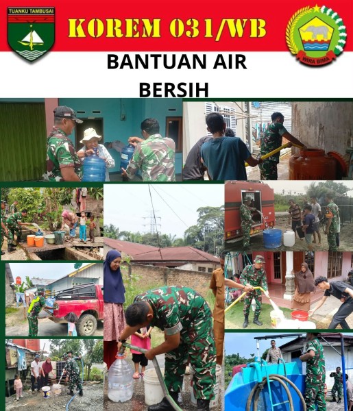 Korem 031/WB Bergerak, Salurkan Bantuan Air Bersih untuk Warga Terdampak Kekeringan