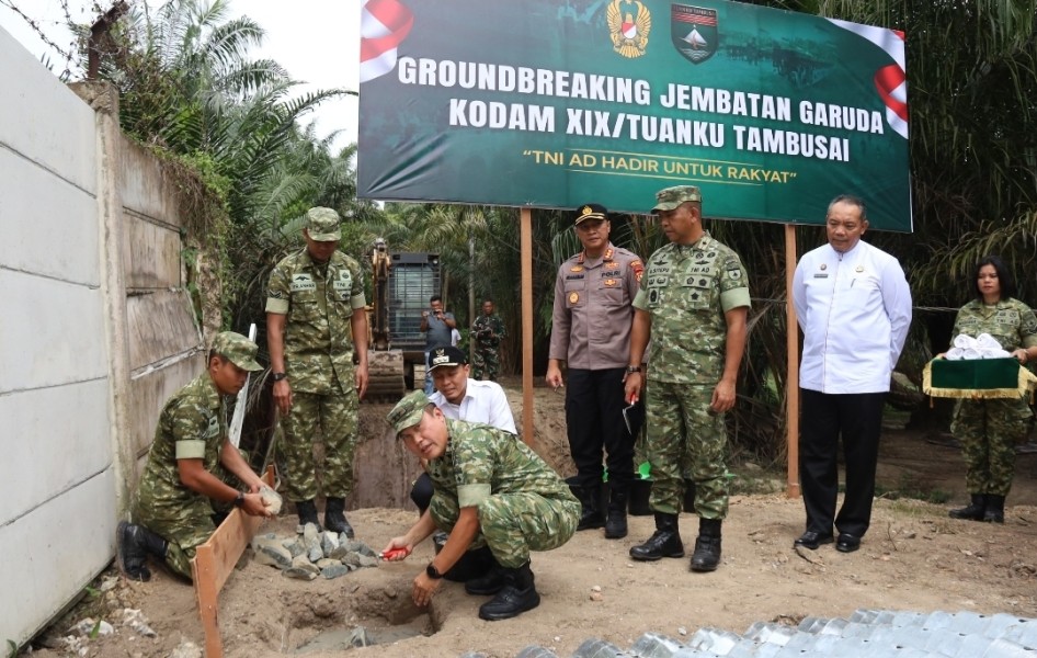 Kodam XIX/Tuanku Tambusai Laksanakan Grounbreaking Jembatan Garuda, Wujudkan Konektivitas dan Dukung Kesejahteraan Masyarakat