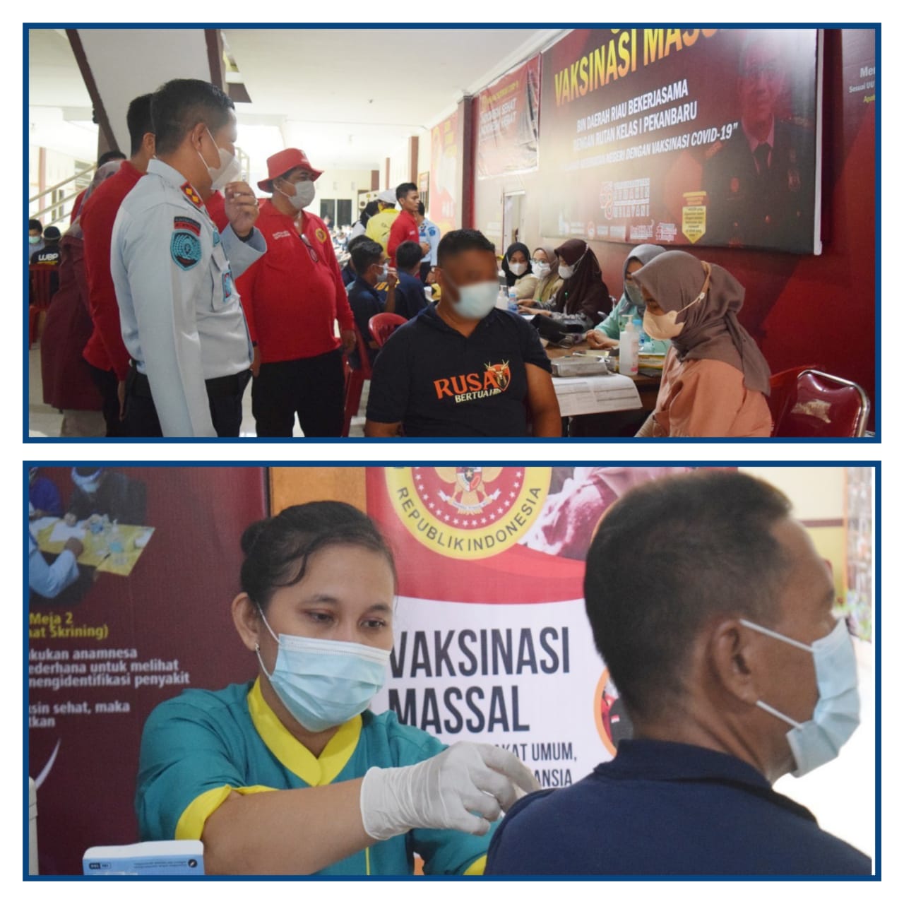 Dukung Percepatan Vaksinasi, RUTAN Pekanbaru Bersama BINDA Riau Kembali Menggelar Vaksinasi Covid-19 Untuk WBP Dan Petugas