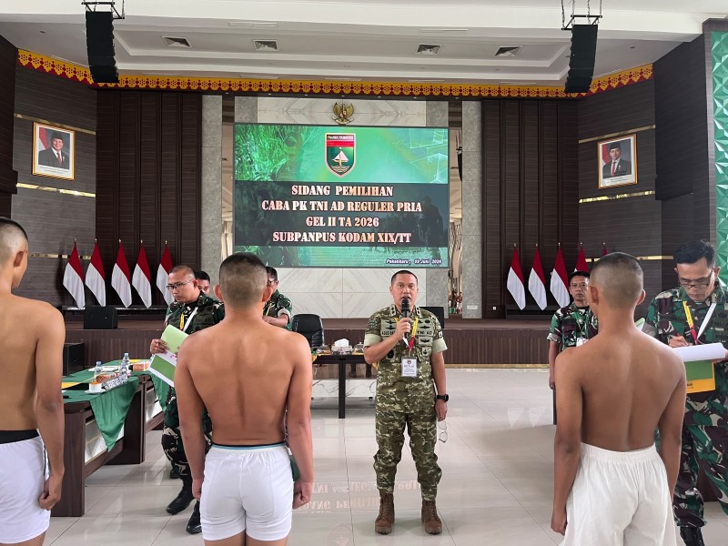 Kodam XIX Tuanku Tambusai Gelar Sidang Parade Caba PK 2026, 236 Casis Ikuti Seleksi Ketat