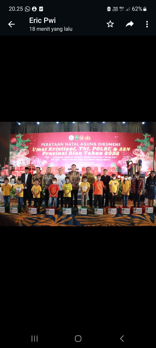 Kapolda Riau Bersama Ketua PW NU Riau Hadiri Perayaan Natal Oikumene 2022