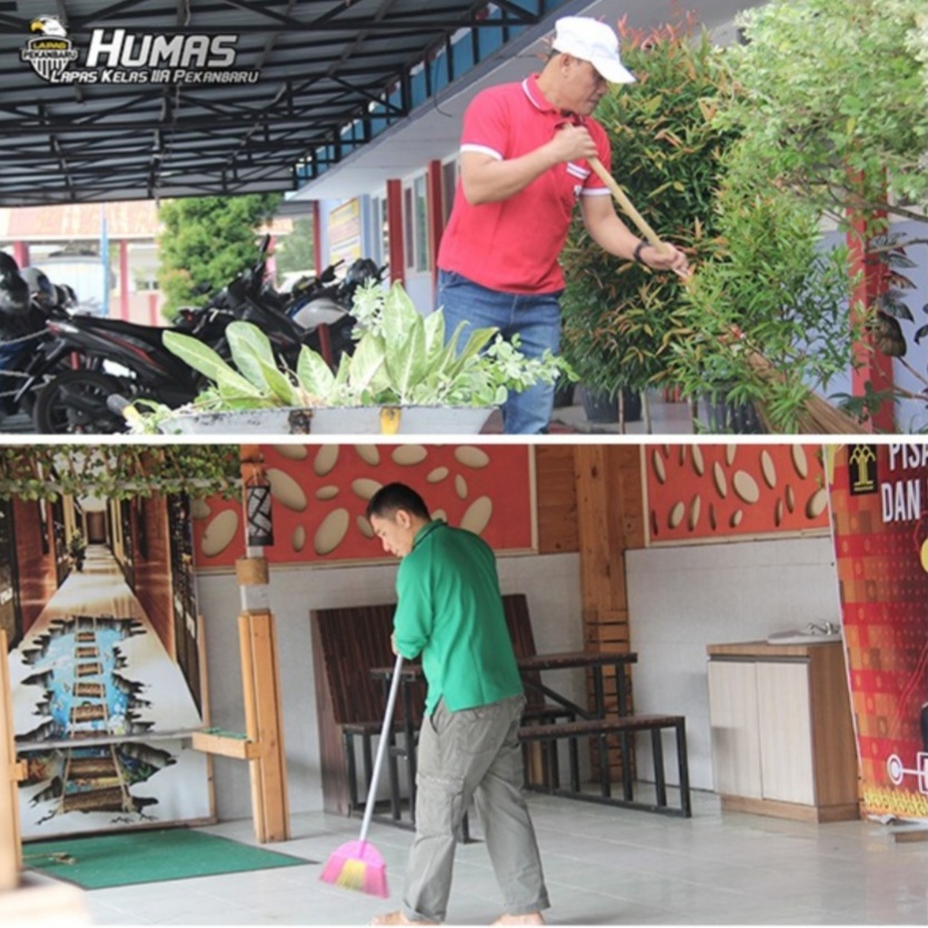 Menyambut Hari Raya Idul Fitri 1444 H, Petugas Lapas Pekanbaru Lakukan Gotong Royong