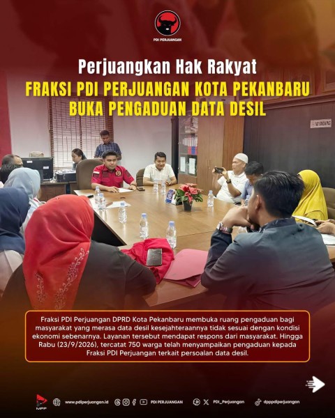 Fraksi PDI Perjuangan Dorong APBD Pekanbaru Bantu Warga Desil 1–4 yang Belum Mendapat Bantuan Pemerintah Pusat