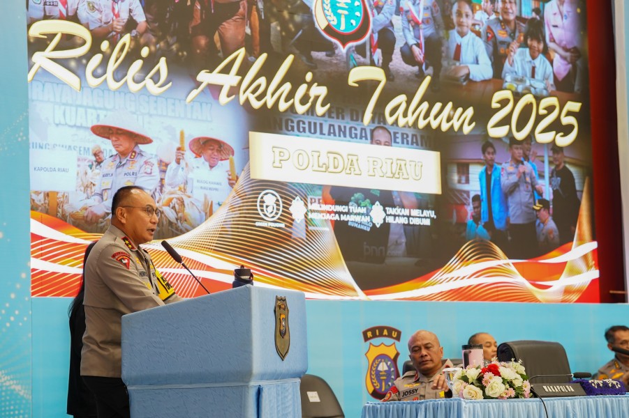 Rilis Akhir Tahun 2025, Polda Riau Catat Penurunan Kejahatan dan Penguatan Green Policing