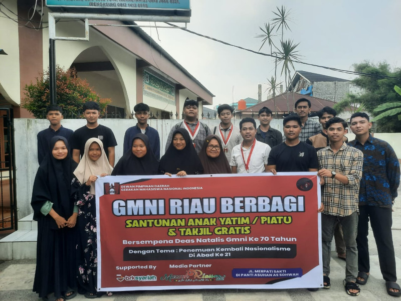 GMNI Riau Kolaborasi dengan Ditintelkam Polda Riau Berbagi Santunan Bersama Anak Yatim dan Piatu