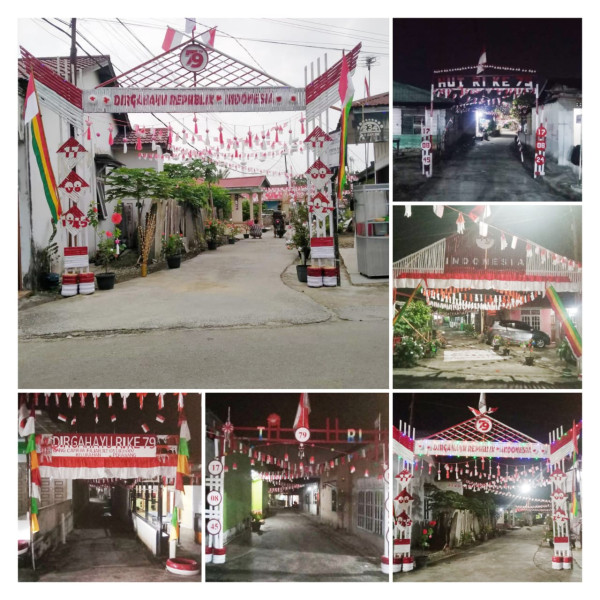 Warga RT 011 RW 002 Sukaramai Kelurahan Perawang Membuat Lomba Gapura Hias Antar Gang