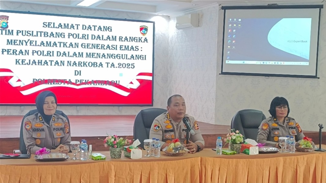 Polresta Pekanbaru Terima Kunjungan Puslitbang Polri Bahas Penanggulangan Narkoba