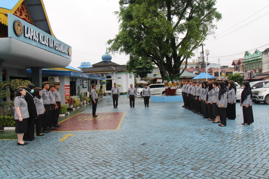 Lapas Pekanbaru Laksanakan Apel Pagi Perdana Pasca Libur Hari Raya Idul Fitri
