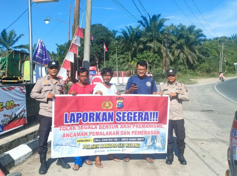Polsek Bandar Sei Kijang Lakukan Sosialisasi Menolak Premanisme di Jalan Lintas Timur KM 34 - 36