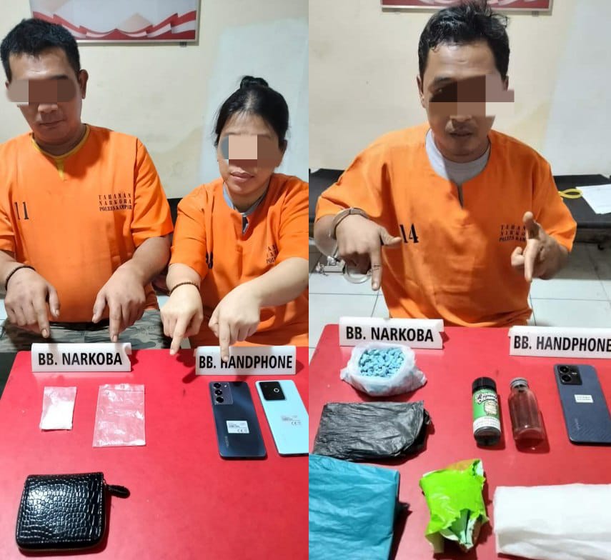 Satnarkoba Tangkap Suami Istri dan Seorang Pria, 16.09 Gram Sabu-sabu dan 600 Pil Ekstasi Diamankan