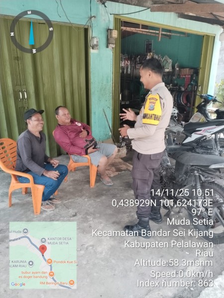 Bhabinkamtibmas Desa Muda Setia Laksanakan Silaturahmi untuk Meningkatkan Cooling System dan Harkamtibmas