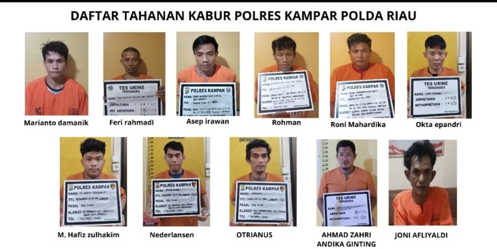 11 Tahanan Polres Kampar Yang Kabur di Dominasi Kasus Narkoba