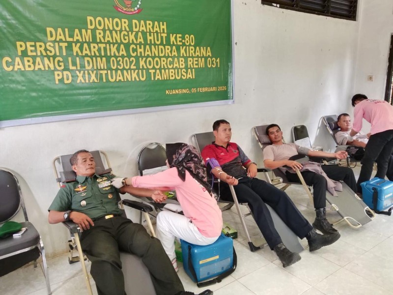 Kodim 0302/Inhu Kuansing dan Persit Kck Cabang LI Gelar Donor Darah