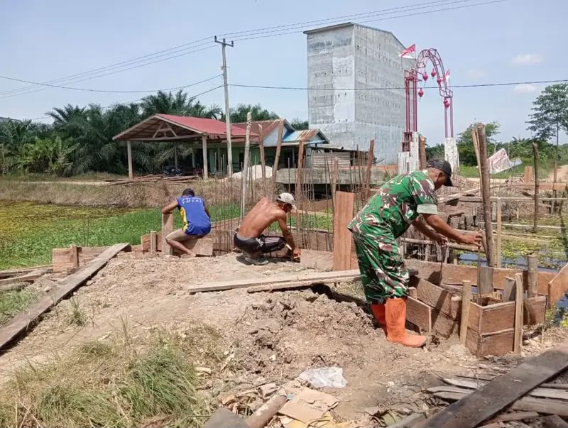 Kodam XIX/Tuanku Tambusai Percepat Pembangunan Jembatan Garuda di Rohil, Pengecoran Pondasi Resmi Dimulai