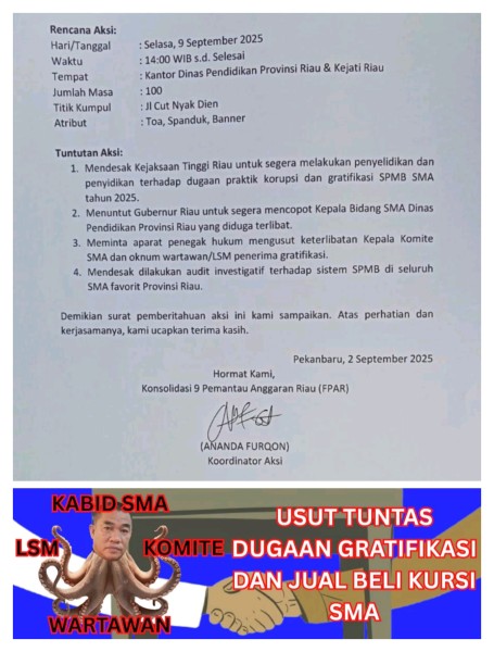 Dikonfirmasi Terkait Aksi,Surat Edaran dan Spanduk Kabid SMA Yang Terkesan Tendensius, Ananda Furqon Bungkam