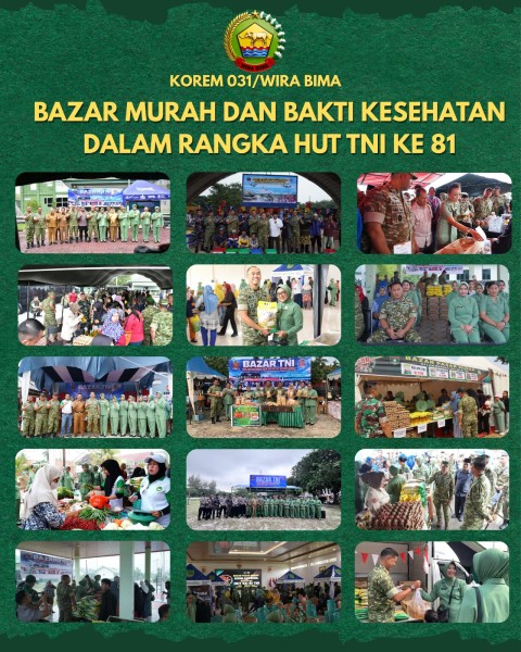 Semarak HUT ke-81 TNI, Korem 031/WB Gelar Bazar Murah Serentak di 8 Kodim Jajaran