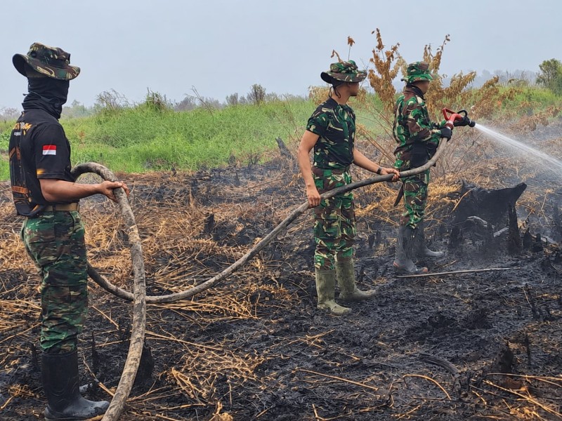 Sinergi TNI-Polri dan Instansi Daerah, Penanganan Karhutla di Inhu Berlanjut