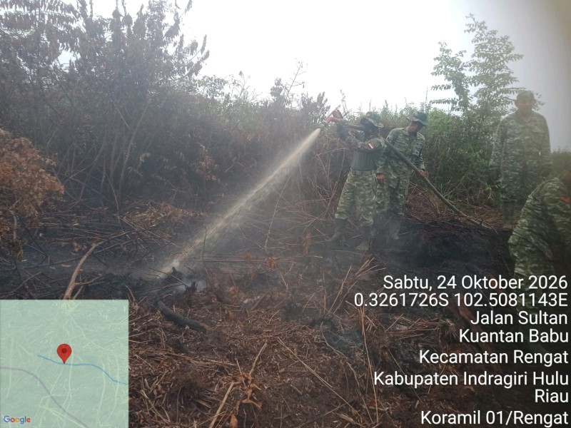 Karhutla di Rengat, Personel TNI-Polri dan BPBD Padamkan Api di Lahan Seluas Tiga Hektare