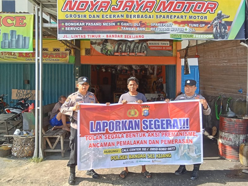 Polsek Bandar Sei Kijang Laksanakan Sosialisasi Menolak Premanisme di  Jalan Lintas Timur KM 34