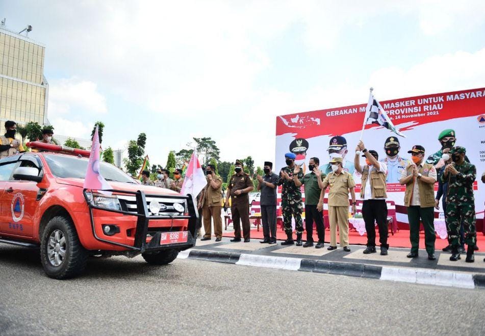 Dorong Masyarakat Gunakan Masker, BNPB Luncurkan Mobil Masker di Pekanbaru
