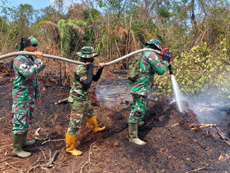 Akses Sulit dan Cuaca Panas Tak Surutkan Tim Gabungan Tangani Karhutla di Pulau Jum'at