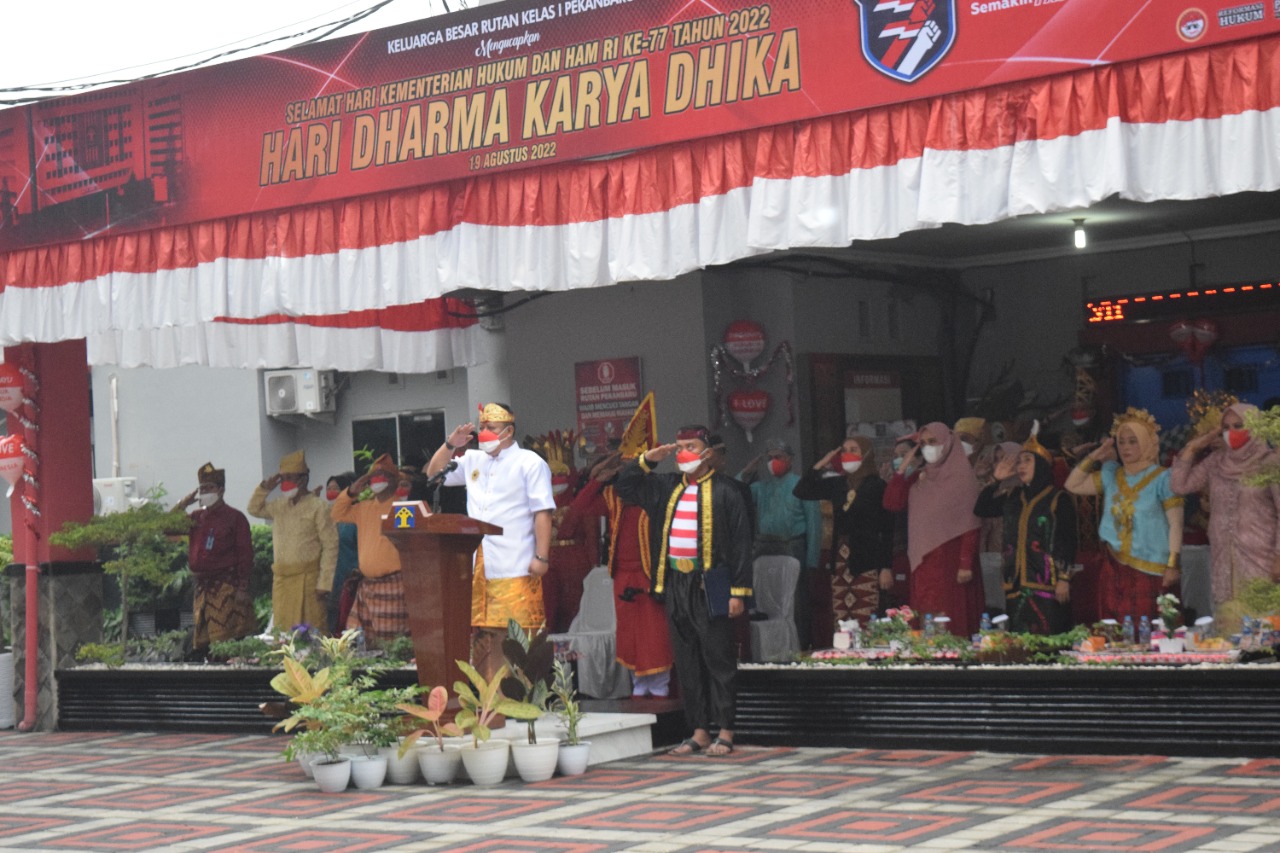 Pulih Lebih Cepat Bangkit Lebih Kuat, Rutan Pekanbaru Tuan Rumah Upacara Peringatan  Kemerdekaan Indonesia Ke-77
