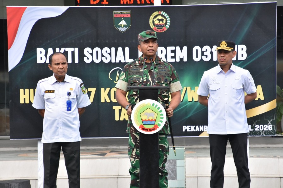 HUT ke-67 Korem 031/WB: Danrem 031/WB Brigjen TNI Dr Agustatius Sitepu, A.Sos.,M.Si., M.Han Lepas Baksos Sembako, Bukti Nyata Kepedulian untuk Masyarakat