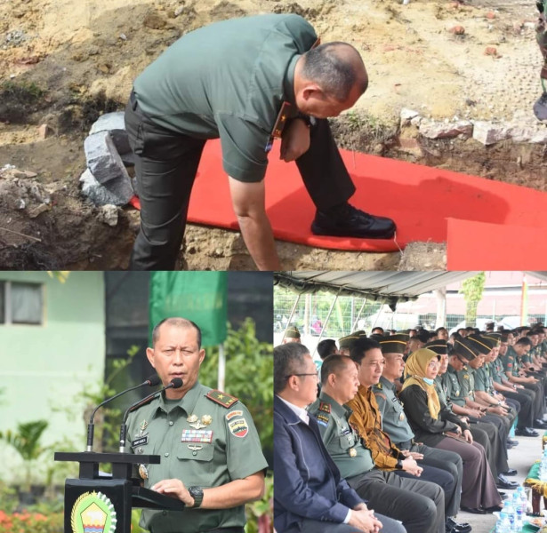 Peletakan Batu Pertama Pembangunan Tribun Dan Sutthel Ban Lapangan Pancasila Korem 031/WB