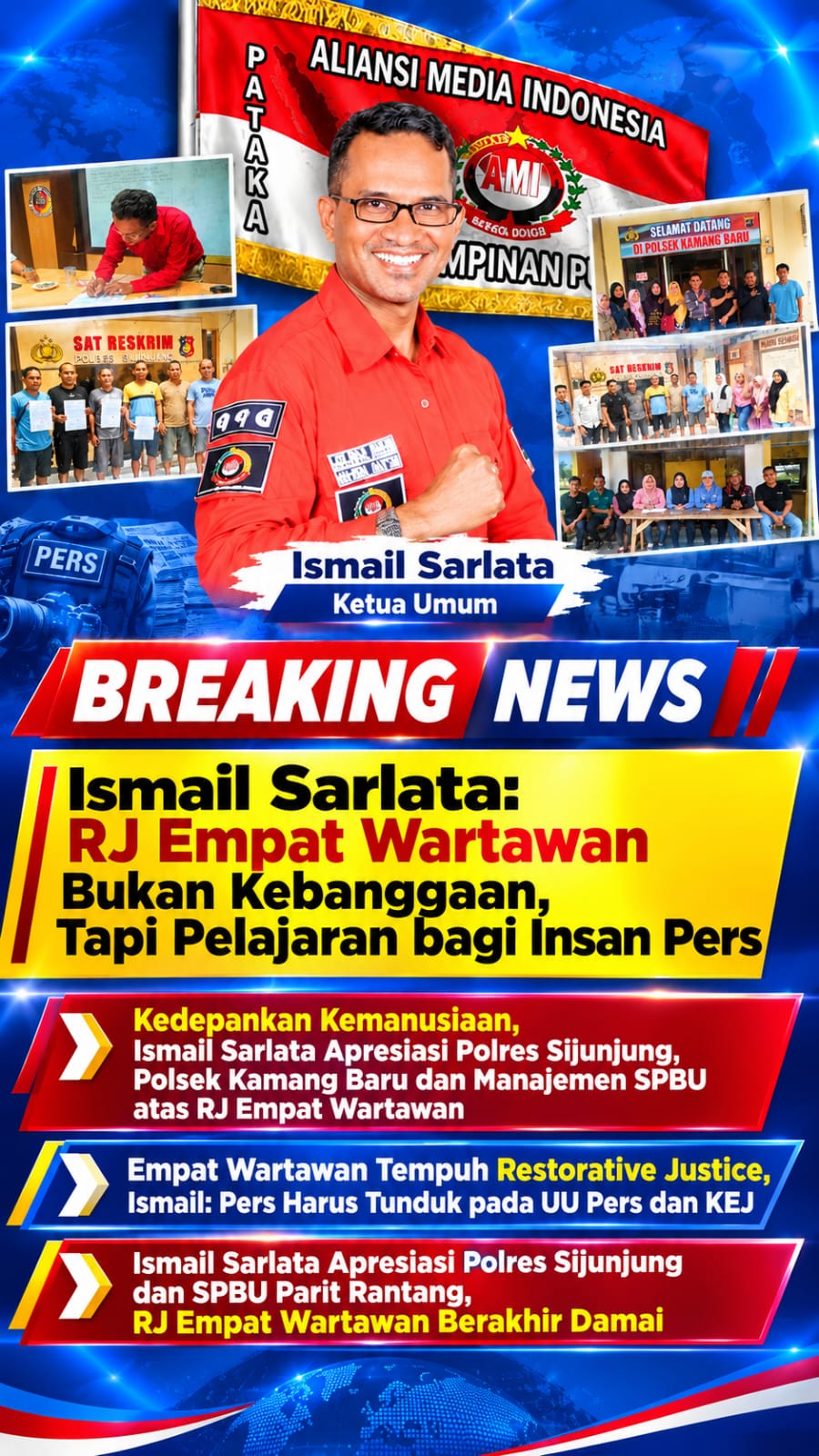 Empat Wartawan Tempuh Restorative Justice, Ismail: Pers Harus Tunduk pada UU Pers dan KEJ