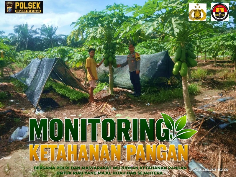 Bhabinkamtibmas Desa Lubuk Ogung Monitoring Lahan Ketahanan Pangan Milik Tukirno