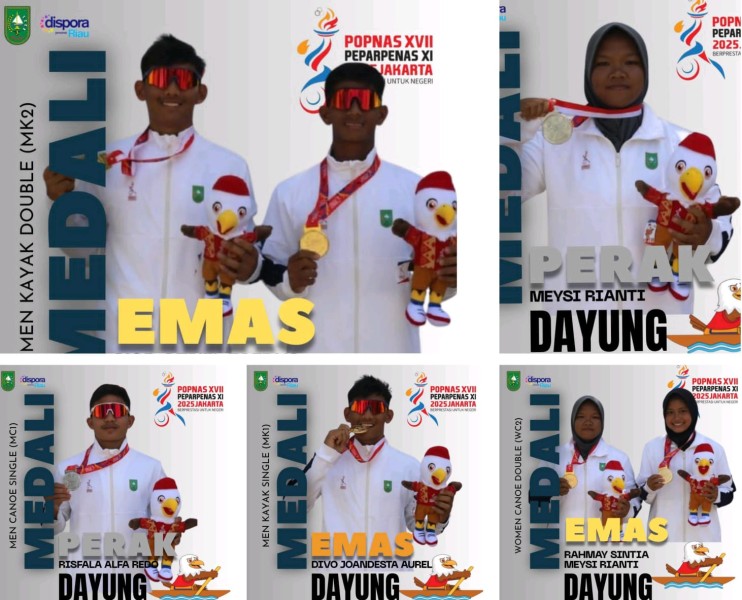 Atlet Dayung POPNAS XVII Asal Provinsi Riau Raih Tiga Medali Emas dan Dua Perak