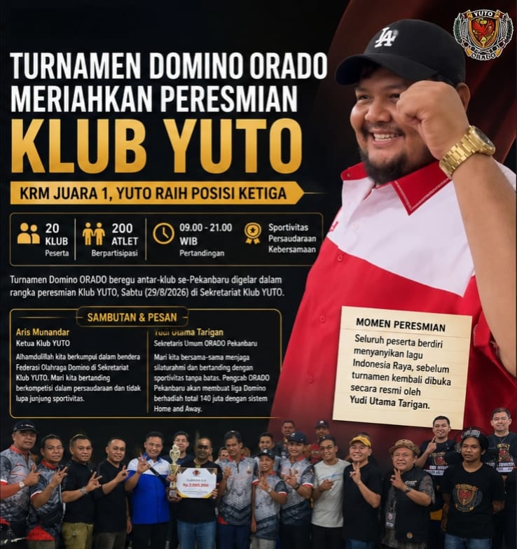 Turnamen Domino ORADO Pekanbaru Berlangsung Sengit, YUTO Ukir Prestasi di Posisi Ketiga