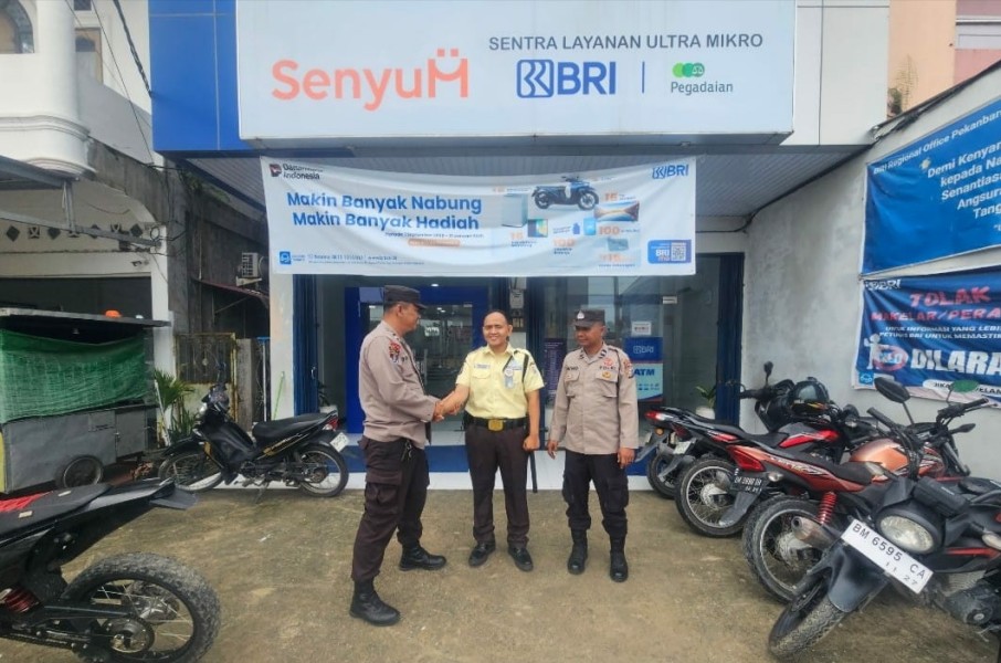 Polsek Bandar Sei Kijang Laksanakan Kegiatan Rutin Yang Ditingkatkan (KRYD) untuk Harkamtibmas Kepada Security Bank BRI