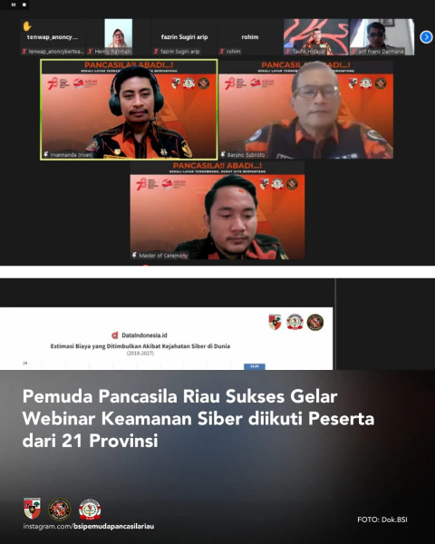 Badan Siber Pemuda Pancasila Riau Gelar Webinar Keamanan Siber diikuti oleh Peserta dari 21 Provinsi
